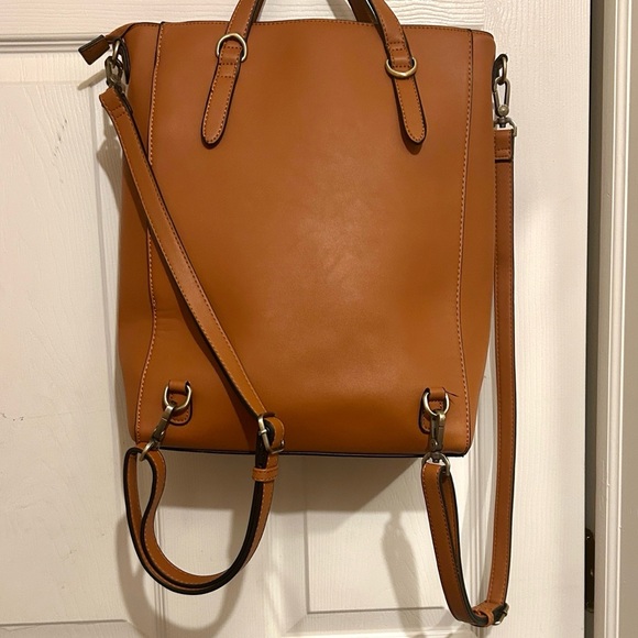 ECOSUSI Tote Bag Convertible Brown Vegan Leather Backpack/Shoulder/Handbag. - Picture 5 of 15